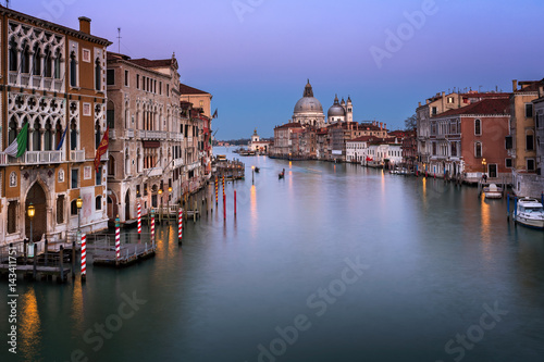 Grand Canal and Santa Maria della Salute Church in the Evening  Venice  Italy