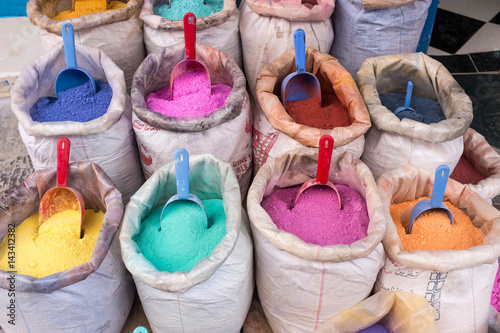 Colourful Bags of Powder in the Souk of Chefchaouen © DorSteffen