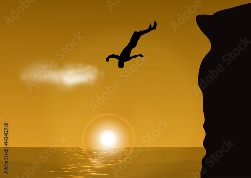 man jumping over cliff