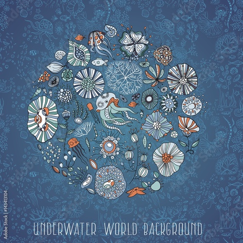 hand drawn underwater world background