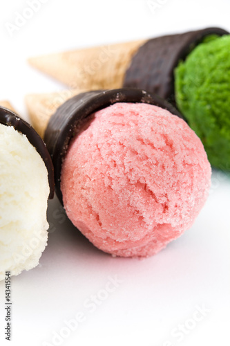 Ice cream cones isolated on white background
