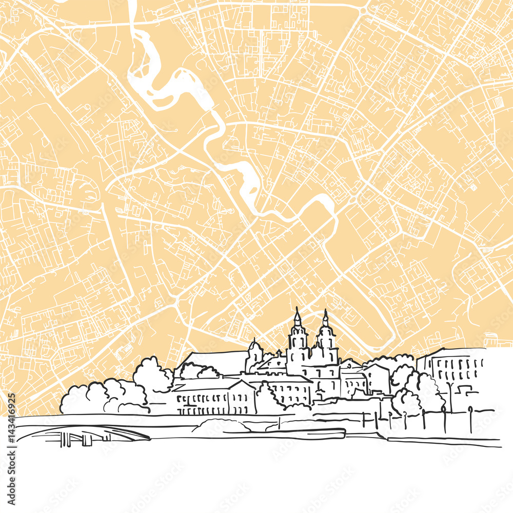 Obraz premium Minsk Belarus Skyline Map