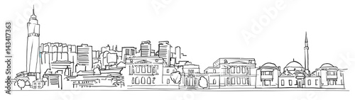 Sarajevo Bosnia and Herzegovina Panorama Sketch