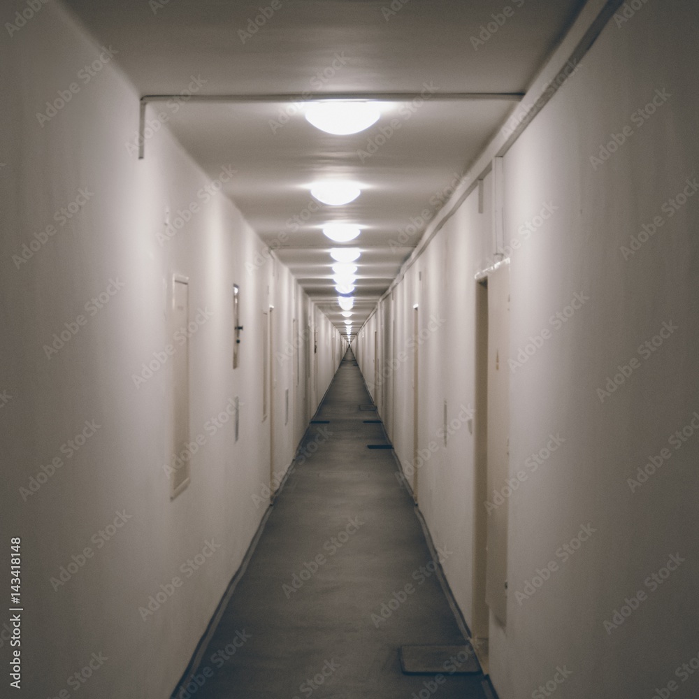 Straight view to never ending corridor of old house Straight view to never ending corridor of old house