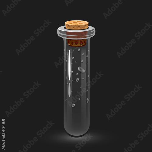 Empty glass chemistry or magic potion bottle.