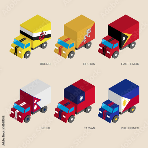 Set of isometric 3d cargo