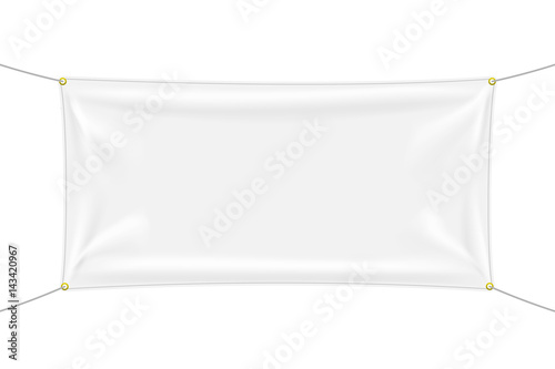 White textile banner mockup with folds