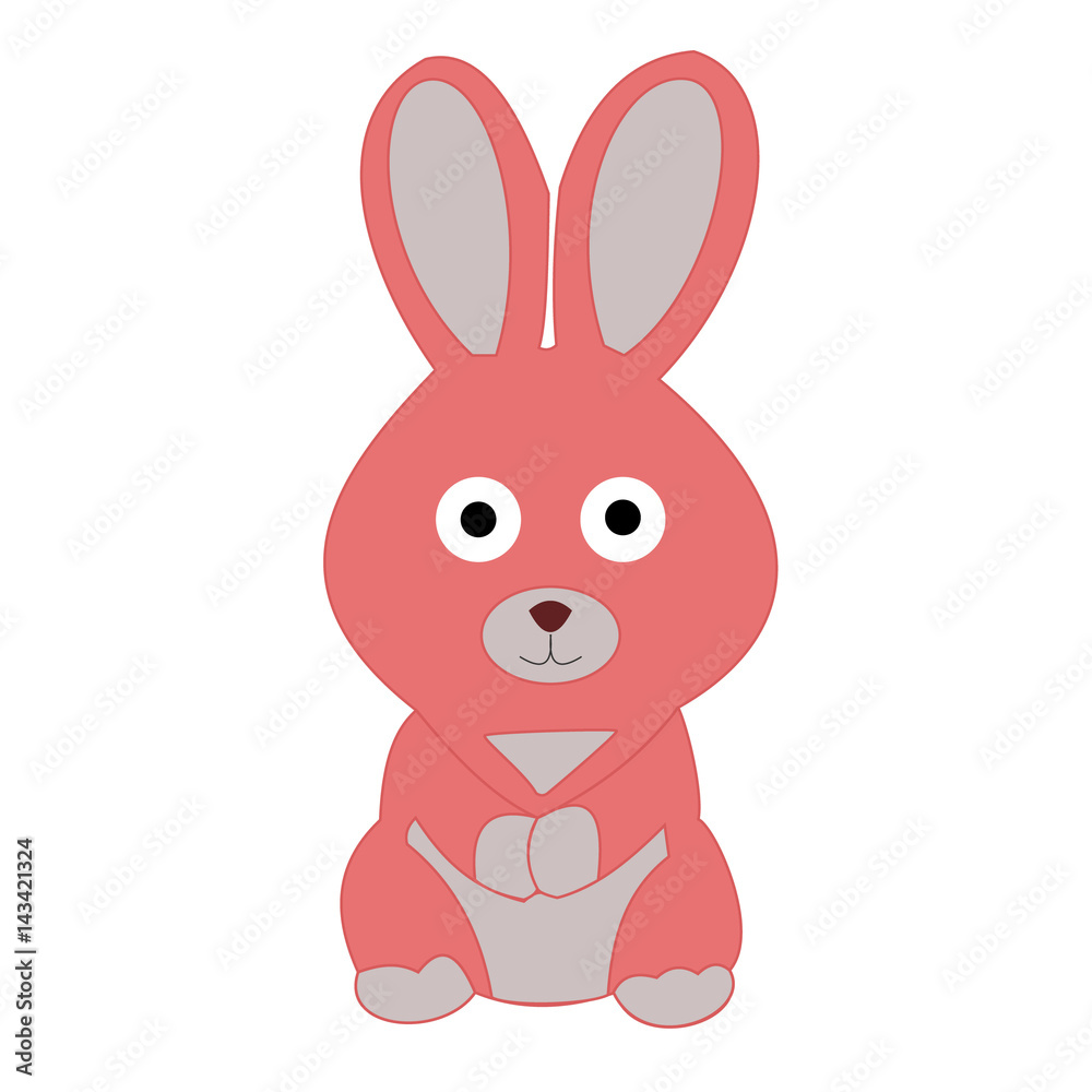 Obraz premium Easter Bunny. Pink Rabbit. Isolated on white. Element decor of the Easter greeting card