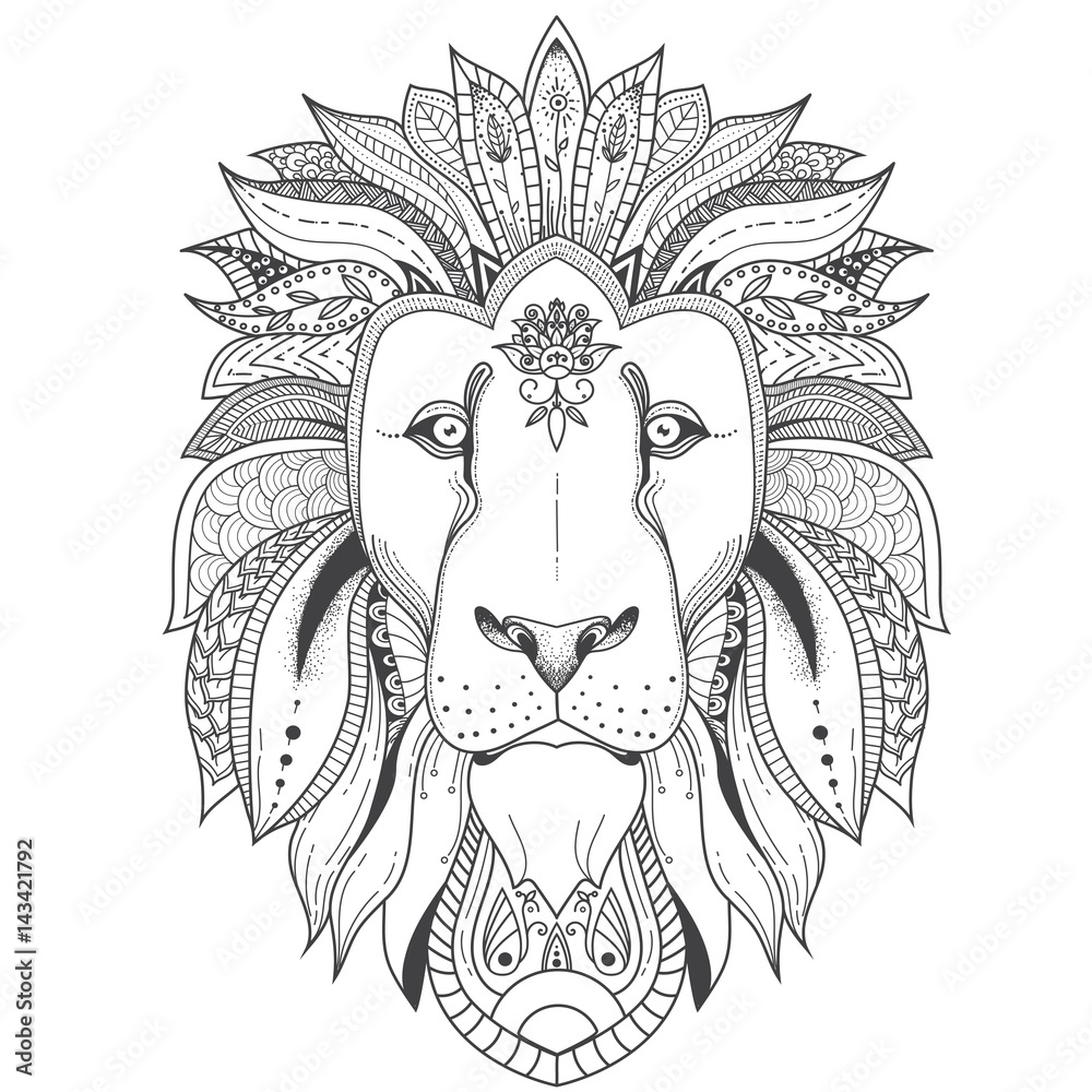 illustration-of-lion-with-tribal-mandala-patterns-use-for-print-t-shirts-stock-illustration-adobe-stock