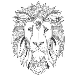 Foto auf Leinwand Mandala  illustration of lion with tribal mandala patterns. Use for print, t-shirts.  © vectorpocket