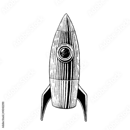 Vectorized Ink Sketch of a Rocket