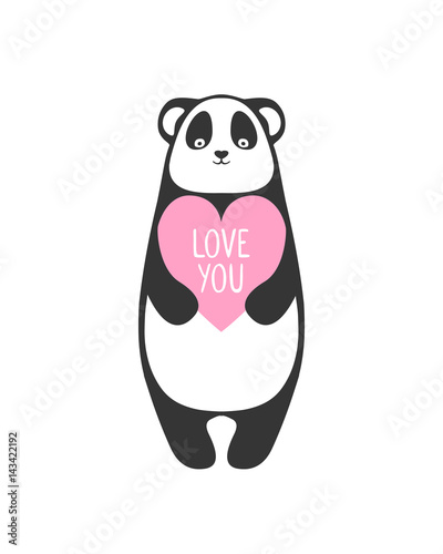 Fototapeta Naklejka Na Ścianę i Meble -  Panda with heart. Love you