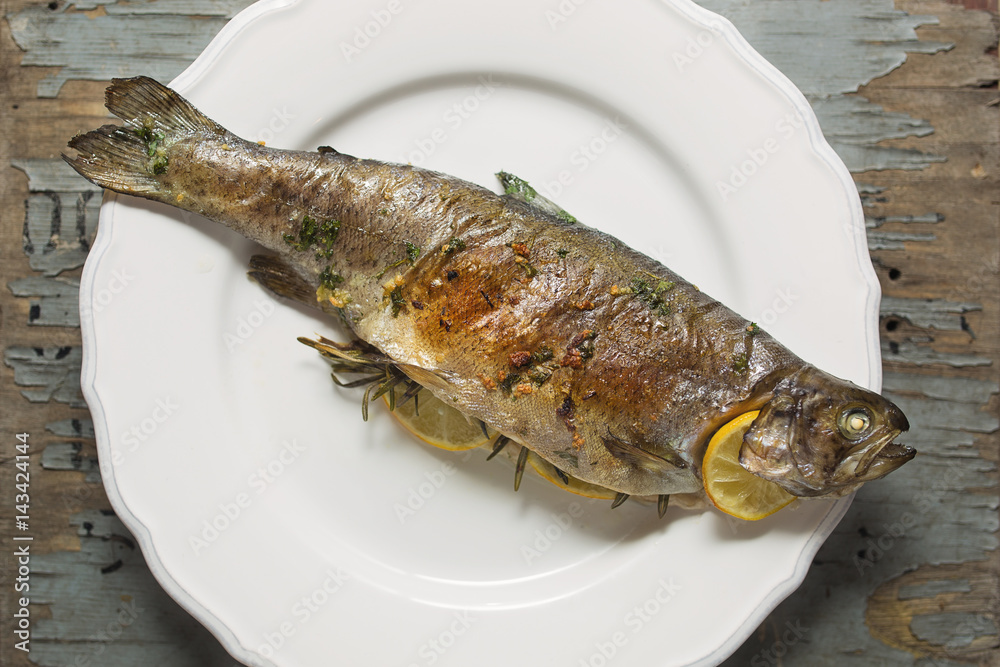 Grilled fish. Trout with rosemary and citron. Grilled fish. Trout with rosemary and citron.