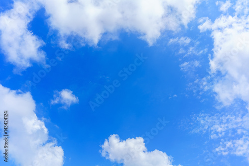 White clouds and blue sky background