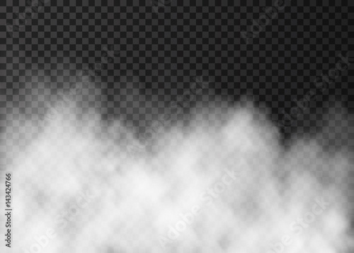 White fog or smoke isolated on dark transparent background.