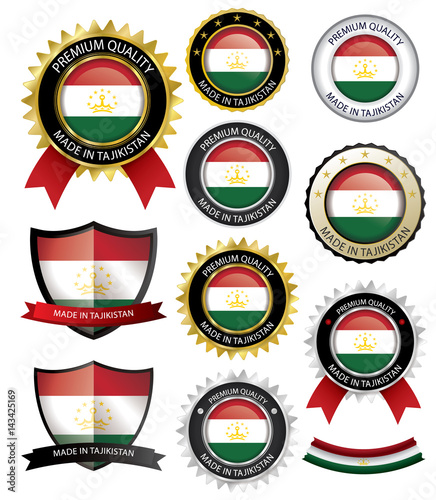 Made in Tajikistan Seal, Tajik Flag (Vector Art)