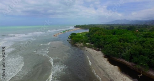 Buritaca SantaMarta Colombia River Ocean Beach Aerial photo