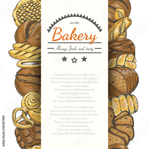 Vector background with various bakery products