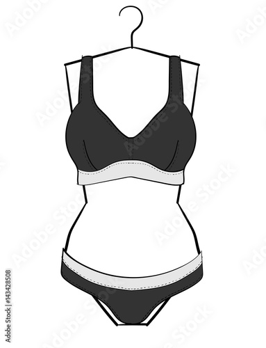 Gray set of sports underwear hanging on a hanger eps10 illustration