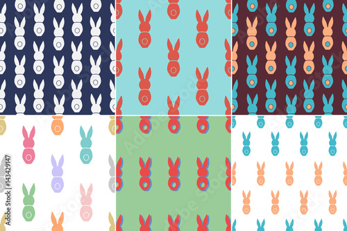 Seamless pattern Easter greeting with bunnies,