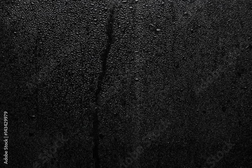 Part of series. Background photo of rain drops on dark glass, different size: small medium and large