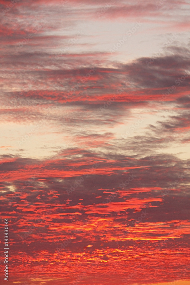 Red, crimson, orange, scarlet sunset sky. Nature gradient background