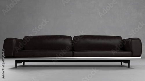 Schwarzes Sofa aus Leder vor Wand