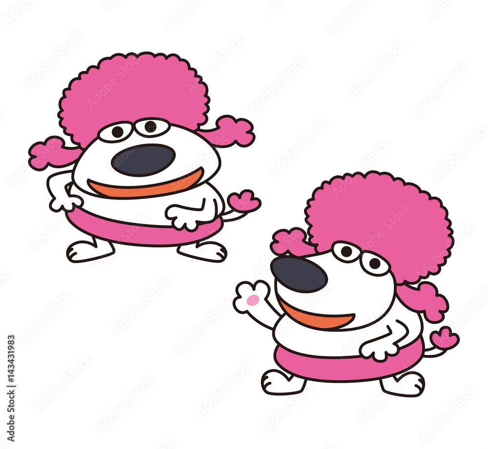 犬 犬キャラクター ピンクのアフロ犬 アフロ犬 Stock イラスト Adobe Stock