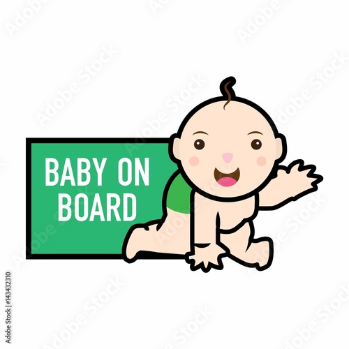 baby on board warning sign. Sticker. Vector illustration.