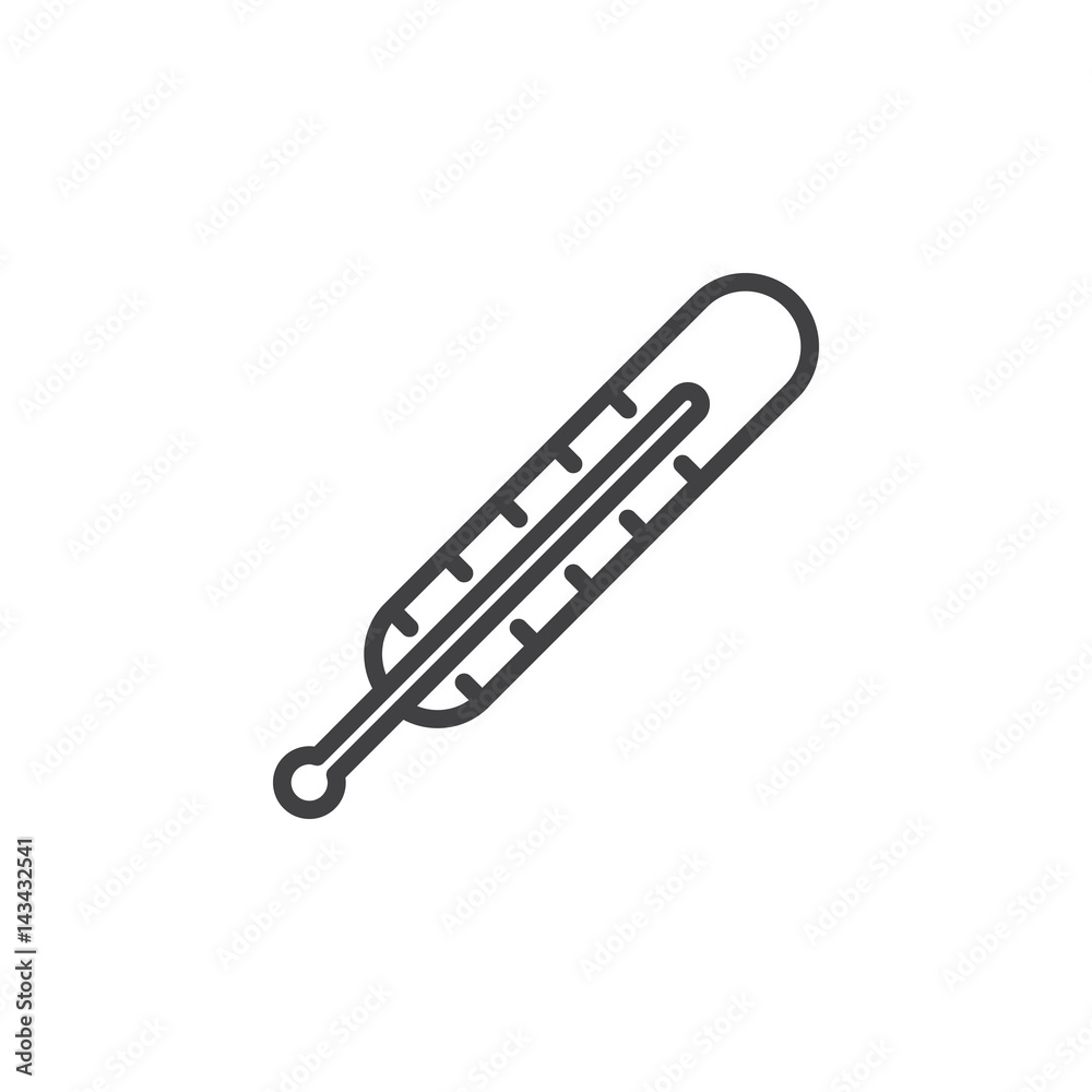 Medical thermometer line icon, outline vector sign, linear style pictogram isolated on white. Symbol, logo illustration. Editable stroke. Pixel perfect