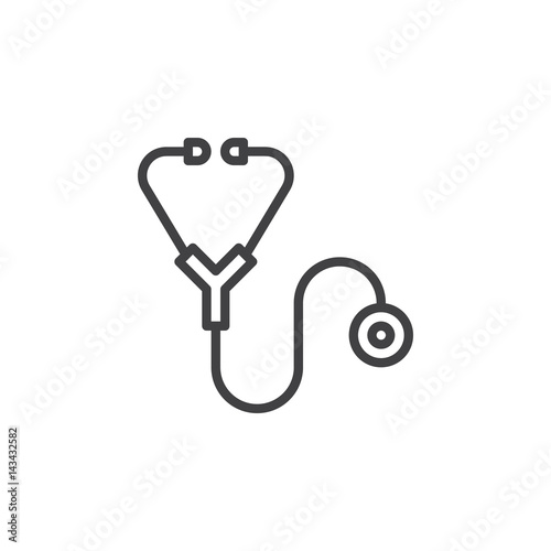 Stethoscope line icon, outline vector sign, linear style pictogram isolated on white. Symbol, logo illustration. Editable stroke. Pixel perfect