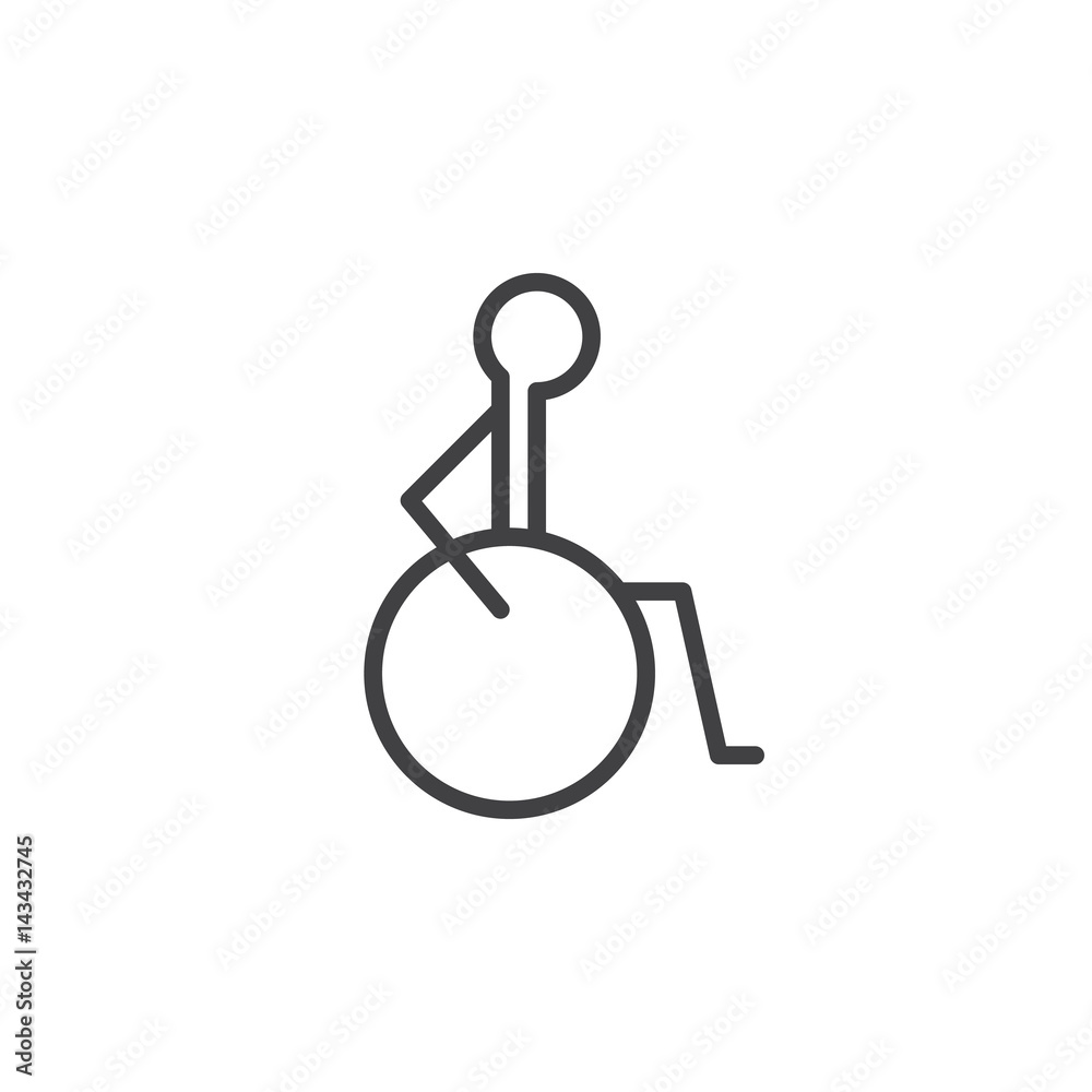 Disability, handicap line icon, outline vector sign, linear style pictogram isolated on white. Symbol, logo illustration. Editable stroke. Pixel perfect Disability, handicap line icon, outline vector sign, linear style pictogram isolated on white. Symbol, logo illustration. Editable stroke. Pixel perfect