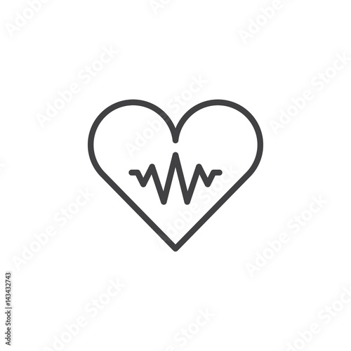 Pulse, heartbeat line icon, outline vector sign, linear style pictogram isolated on white. Symbol, logo illustration. Editable stroke. Pixel perfect