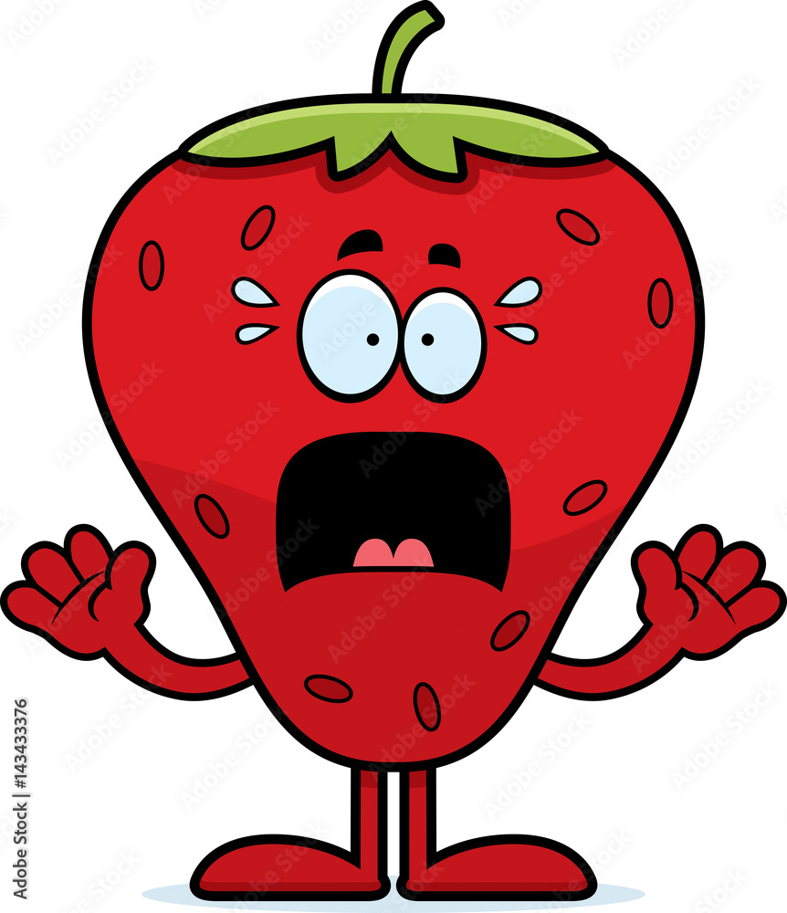 Fototapeta premium Scared Cartoon Strawberry
