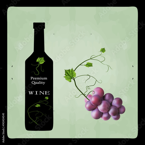 Fresh bunch of grapes. Manufacturer of fresh juices and wine. Logo.