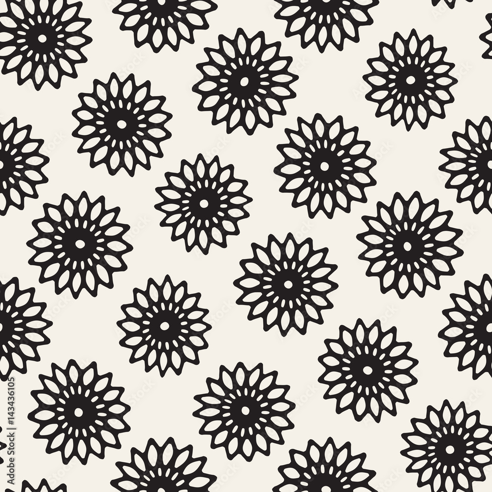 Obraz premium Vector seamless freehand pattern. Abstract background with floral brush strokes. Hand drawn texture