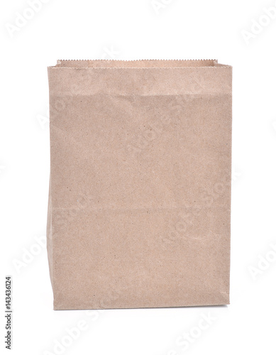 Brown paper bag for food isolated on white background