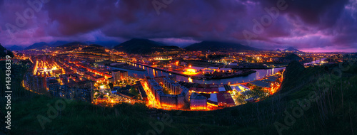 Panorama of Bilbao at night