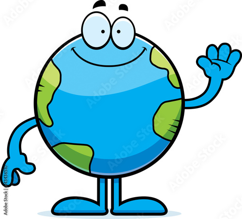 Cartoon Earth Waving