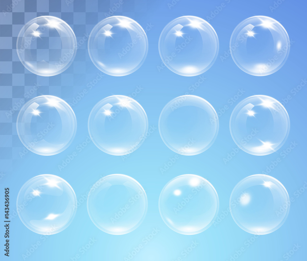 Set of shiny bubbles vector illustration