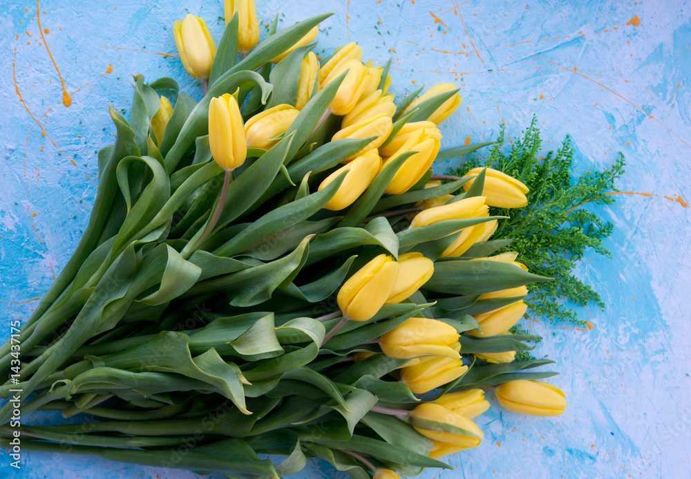 Obraz Bukiet z żółtych tulipanów