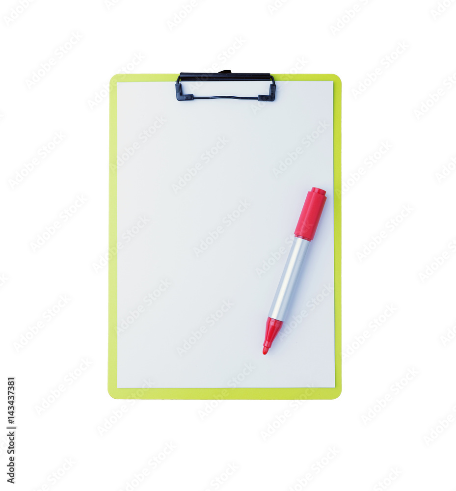 Clipboard with blank sheet and red magic pen. Clipboard with blank sheet and red magic pen.