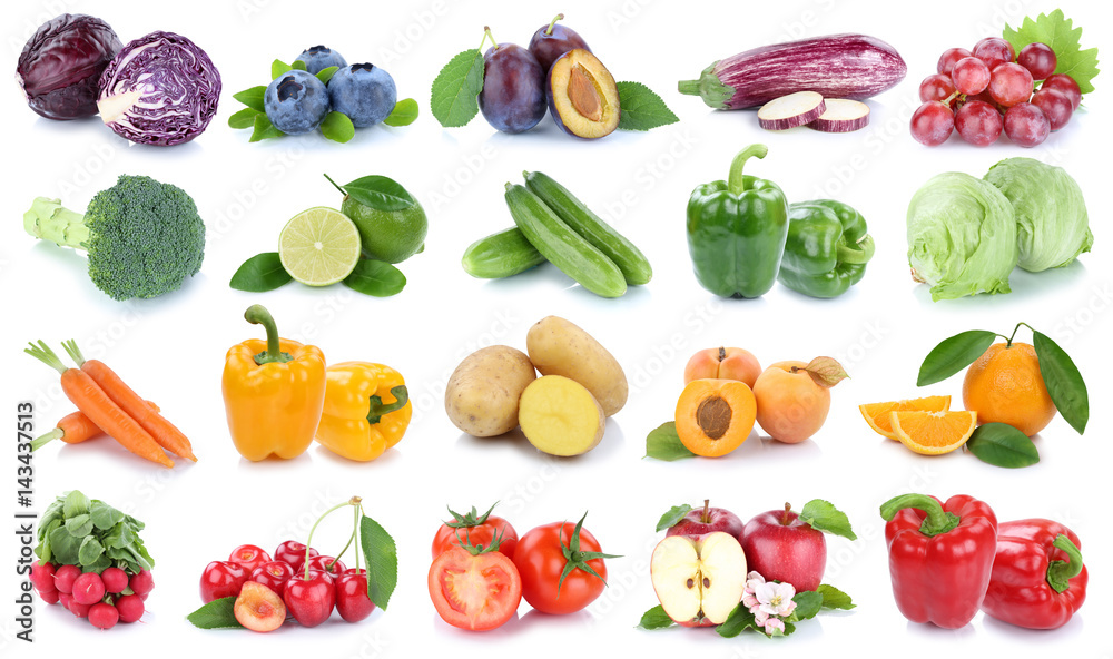Obst und Gemüse Früchte Apfel Orange Tomaten Salat Farben frische Collage Freisteller freigestellt isoliert Obst und Gemüse Früchte Apfel Orange Tomaten Salat Farben frische Collage Freisteller freigestellt isoliert
