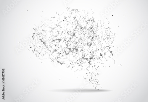The brain is composed of points, lines and triangles. The polygon shape Vector Illustration