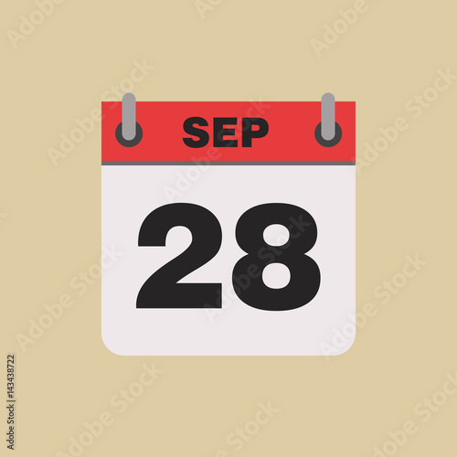calendar flipping date time day month September simple flat vector illustration application app logo icon