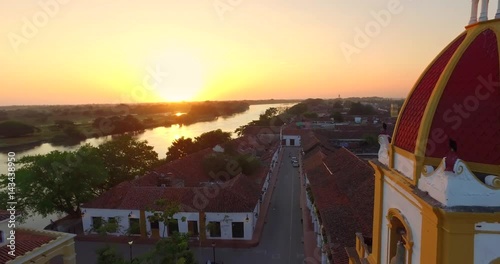 Aerial Mompox Colombia Aerial River Colonial Town photo