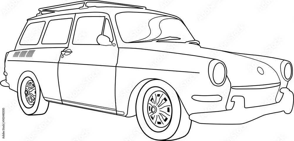 car illustration of a Volkswagon Type 3 station wagon