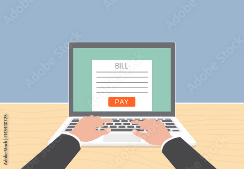 Online invoice on the laptop screen.