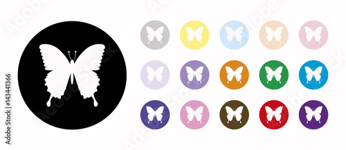 butterfly fly set icons