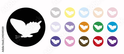 fly butterfly set icons